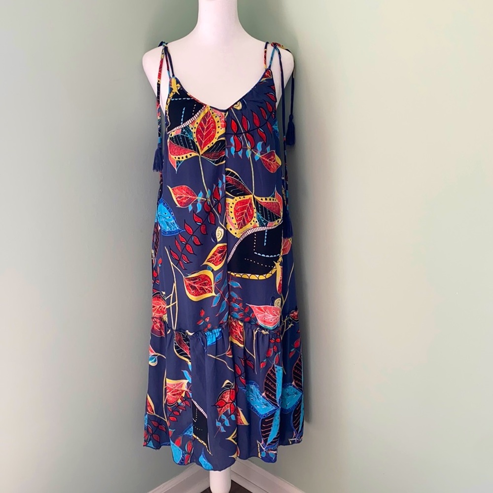 Finn & Grace Blue floral tassel spaghetti strap Dress